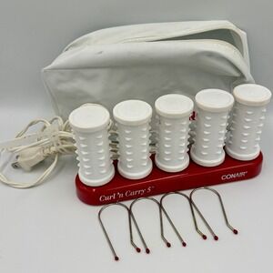 CONAIR Curl n Carry 5 Travel Hot Rollers Curlers  CLIPS -DUAL VOLTAGE TRAVEL